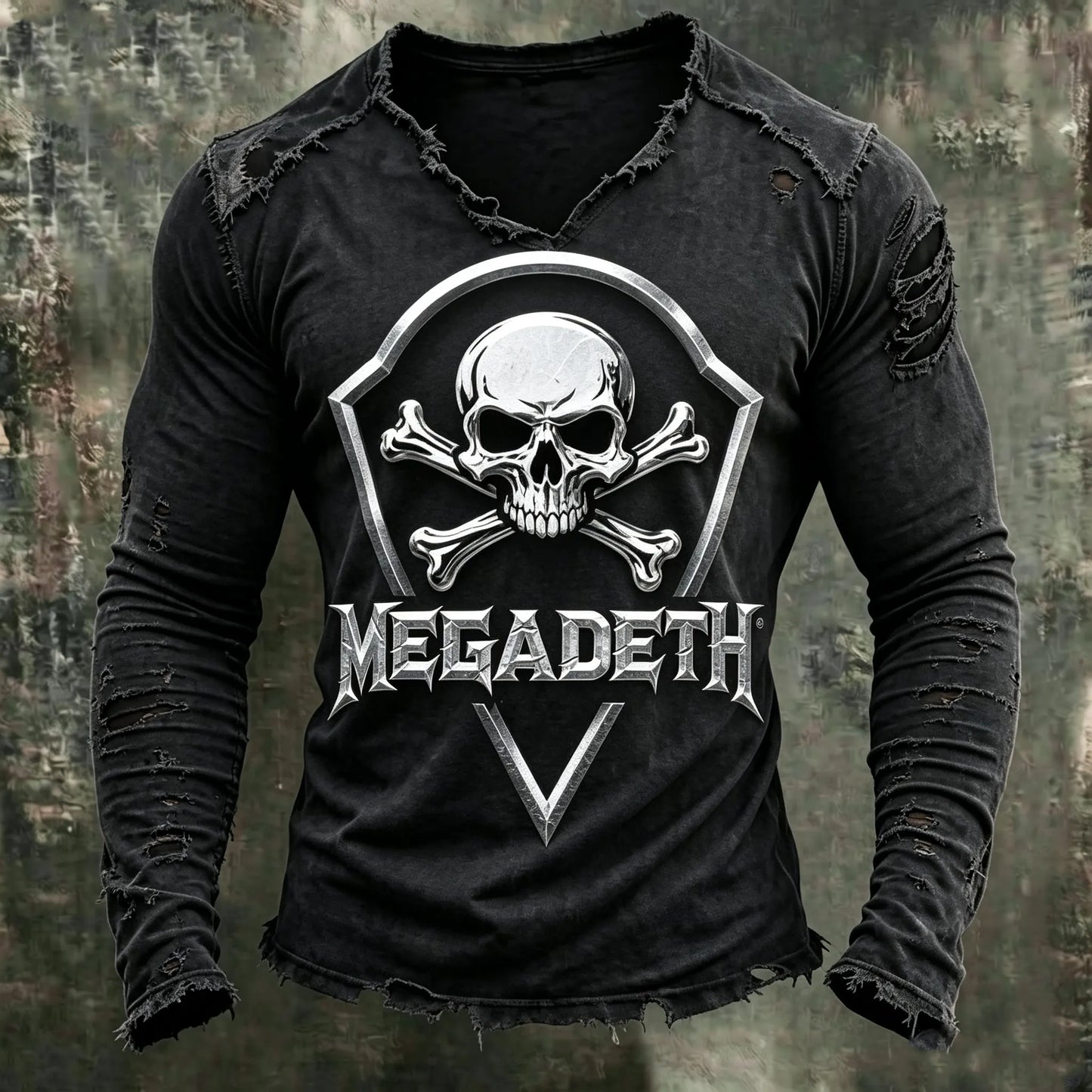 Men's Vintage American Thrash Metal Band V-neck T-shirt