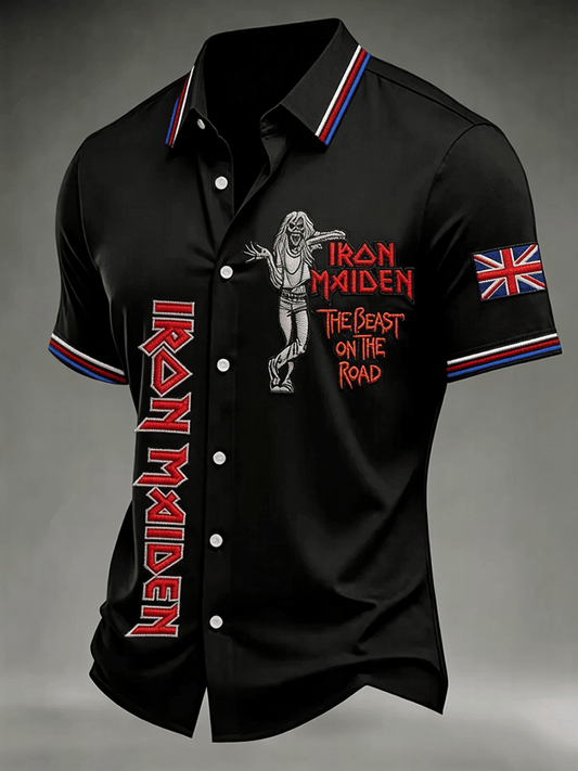 Men's England Heavy Metal Band Printed Short-Sleeve Shirt (Pocketless)