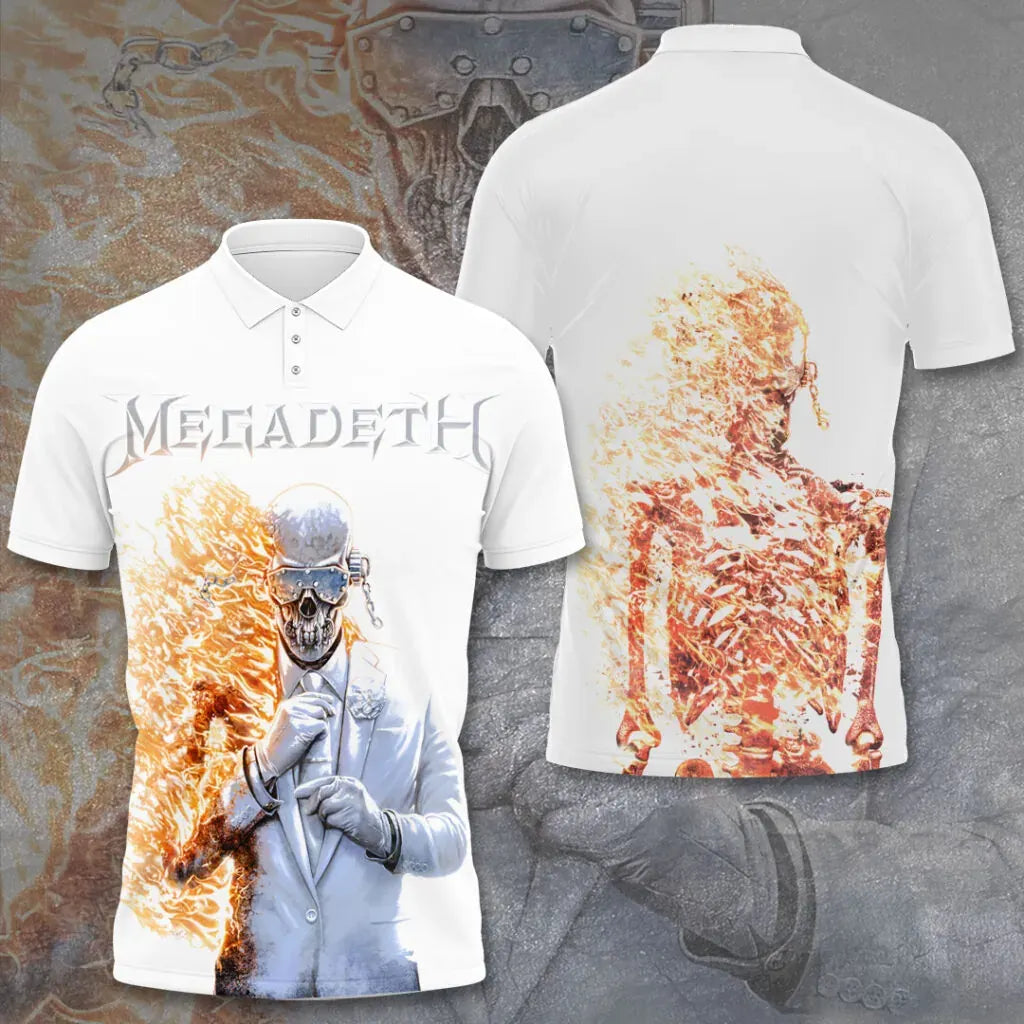 Men's American Thrash Metal Band Print Polo Shirt