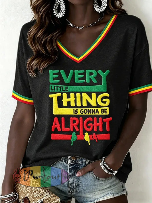 Women's Reggae Music V-Neck T-Shirt