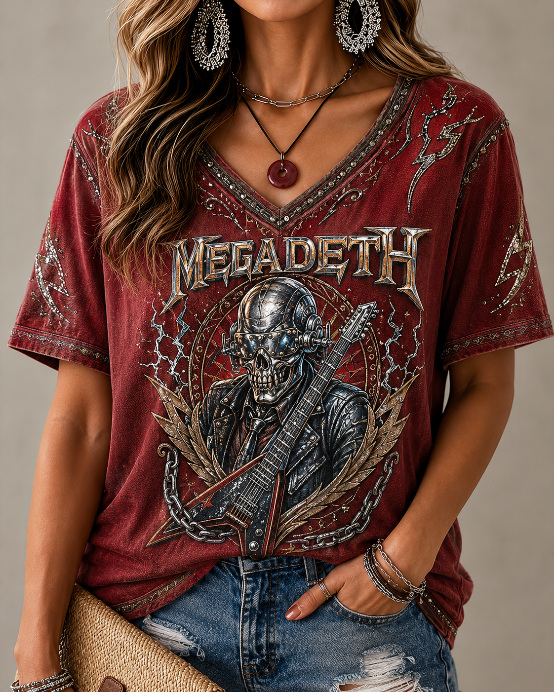 Women's Megadeth Vintage Acid Wash Graphic Tee