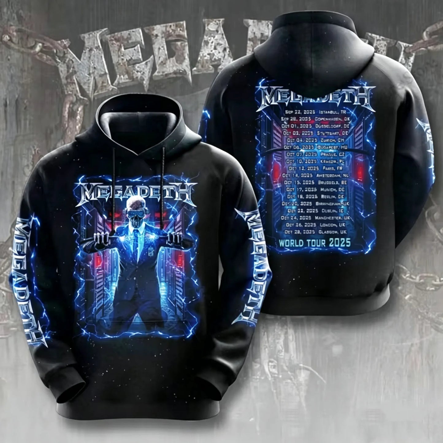 Men's American Thrash Metal Band Print Hoodie