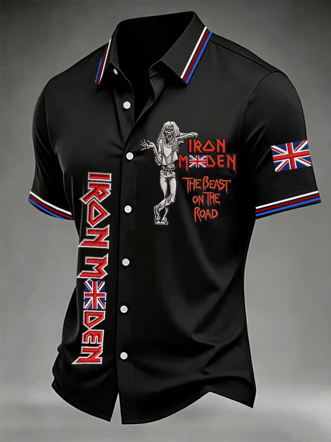 Men's England Heavy Metal Band Printed Short-Sleeve Shirt (Pocketless)