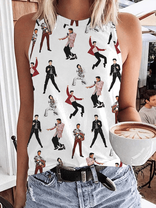 Women's music singer printed vest