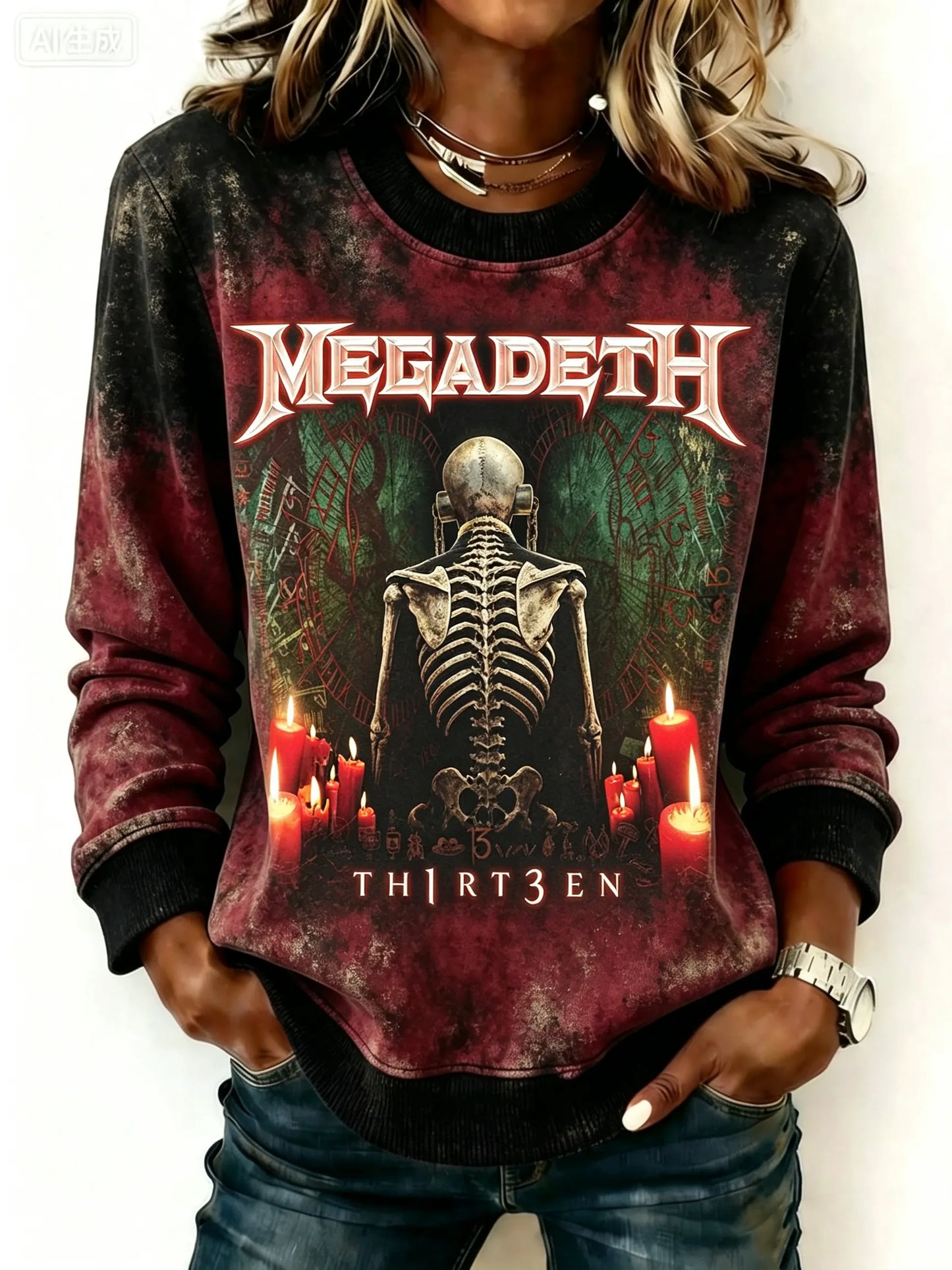 Women's American Thrash Metal Band Crew-Neck Long-Sleeve Sweatshirt