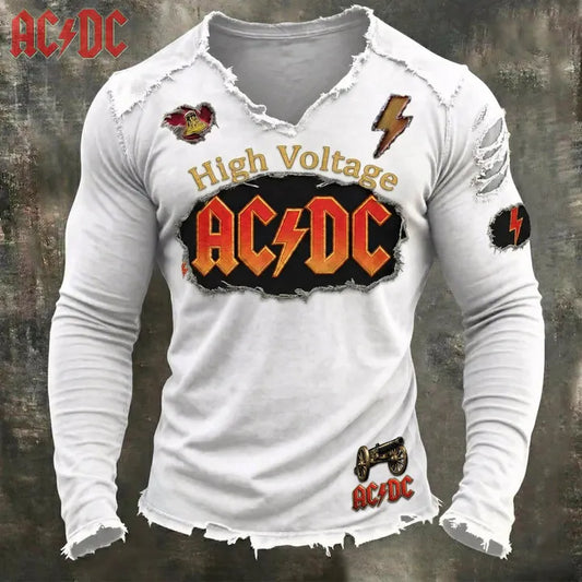 Men's Vintage AC/DC V-neck T-shirt