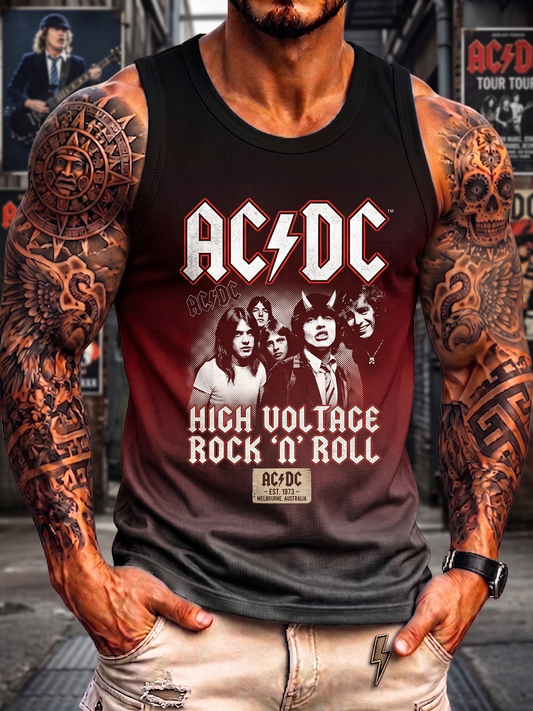 Men's Retro AC/DC Band Rock Fan Sleeveless Tank Top