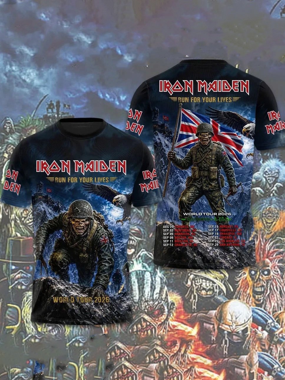 Men's Iron Maiden Tour 2026 Merch Run For Your Lives T-Shirt