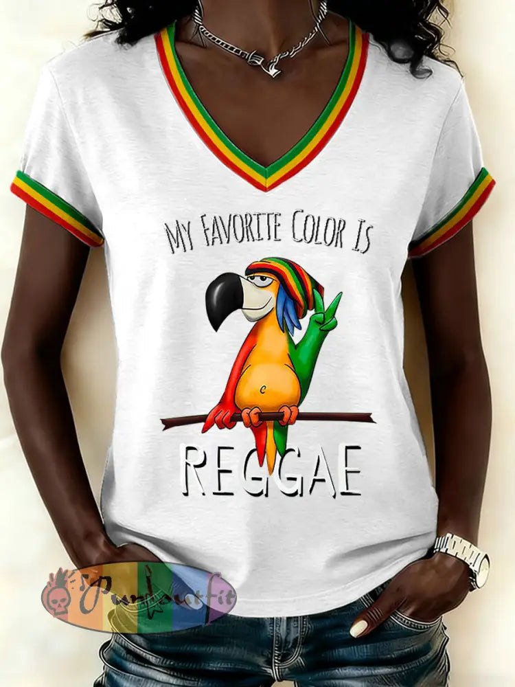 Women's Reggae Print Casual T-shirt