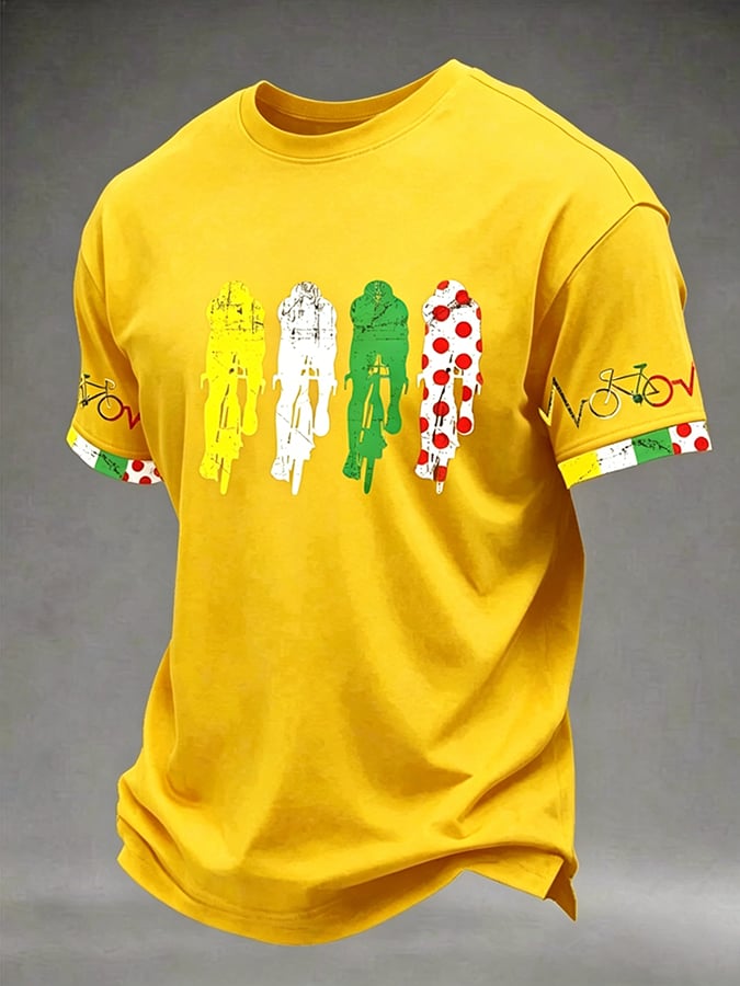 Men's Tour France Print Casual T-Shirt