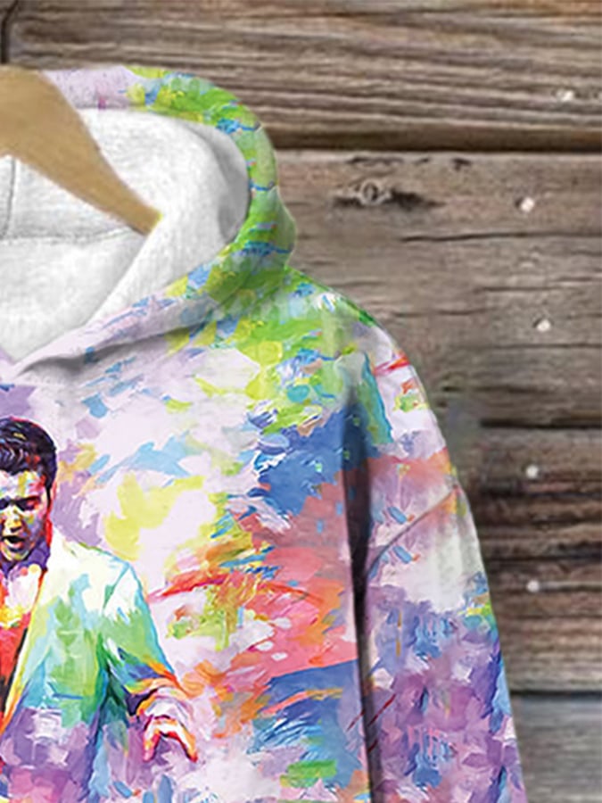 Retro King Of Rock Roll Oil Painting Print Hoodie