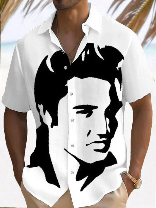 Men's Vintage Music Superstar Print Resort Shirt
