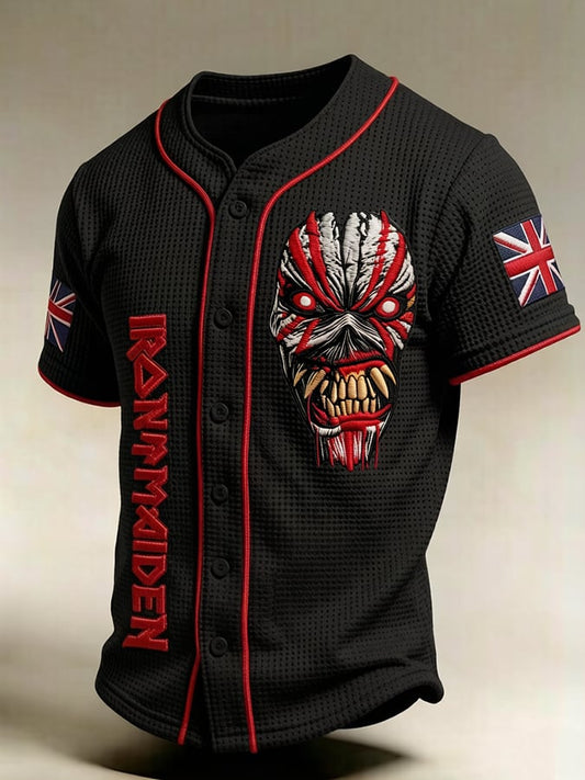 Men's England Heavy Metal Band Print Casual Top