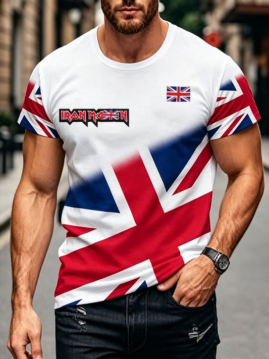 Men's England Heavy Metal Band Tour Crew Neck Short-Sleeve Printed T-Shirt