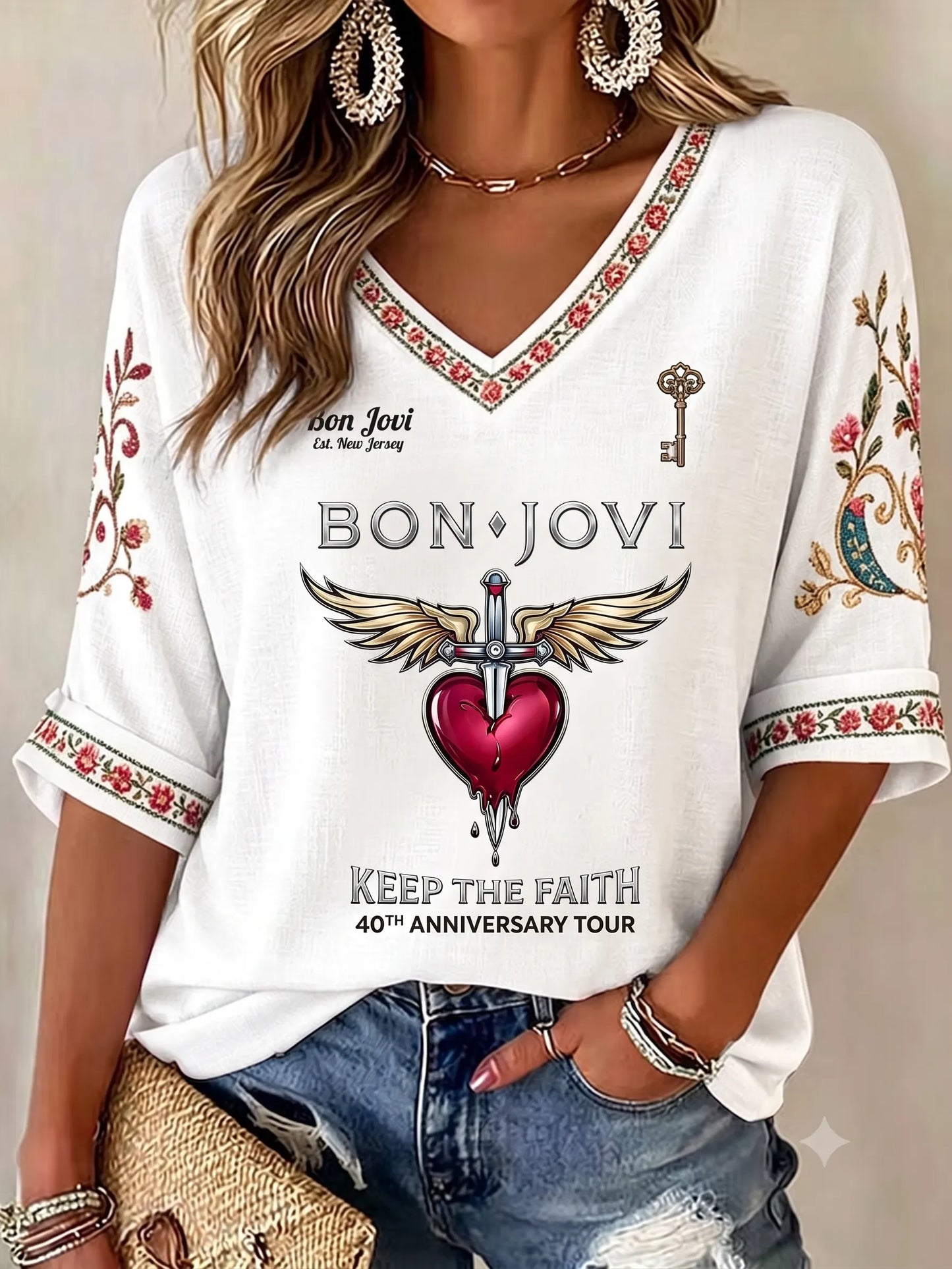 Women's Vintage Bon Jovi Fan Top