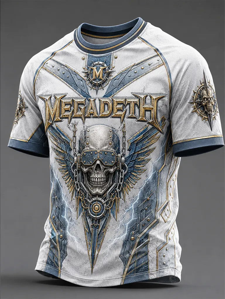 Men's Megadeth Gold Skull Luxury Band Tee