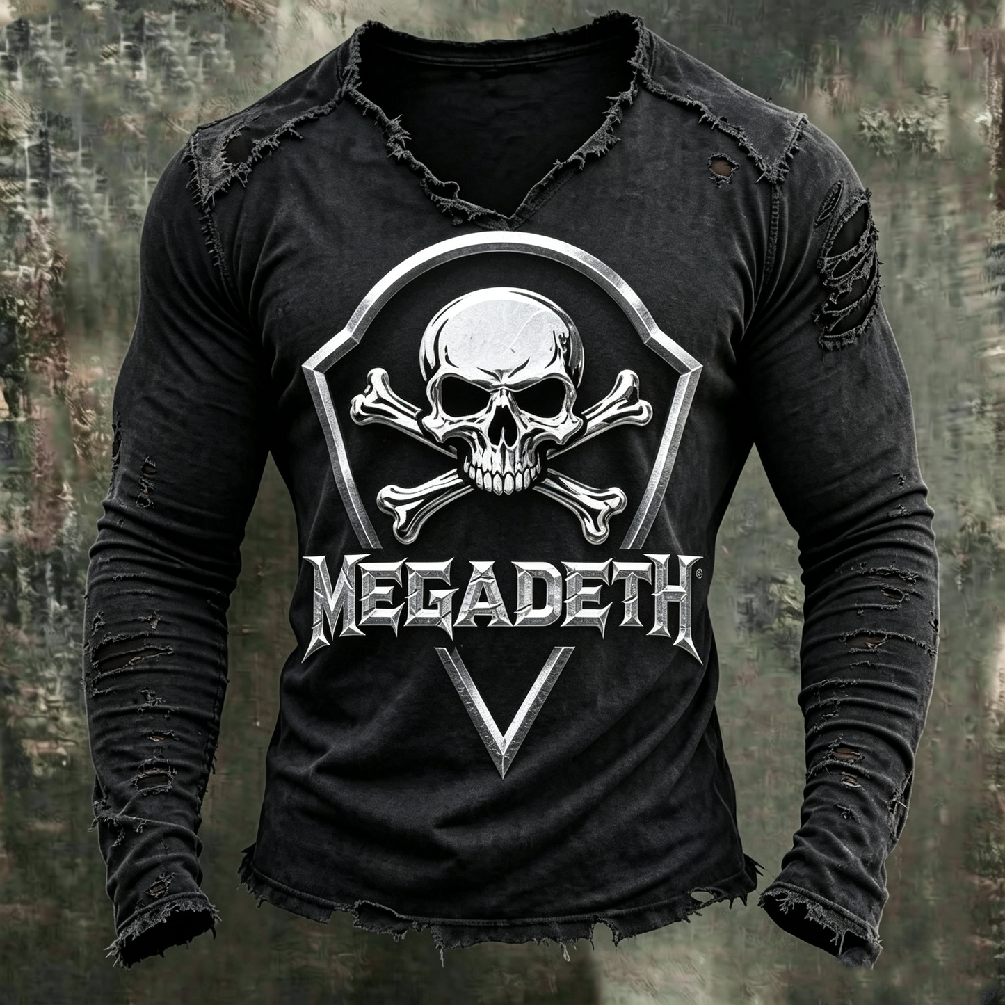 Men's Vintage American Thrash Metal Band V-neck T-shirt