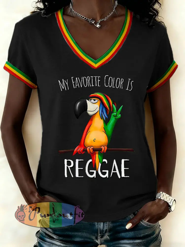 Women's Reggae Print Casual T-shirt