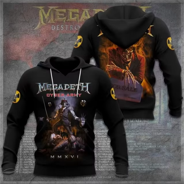 Men's American Thrash Metal Band Print Hoodie