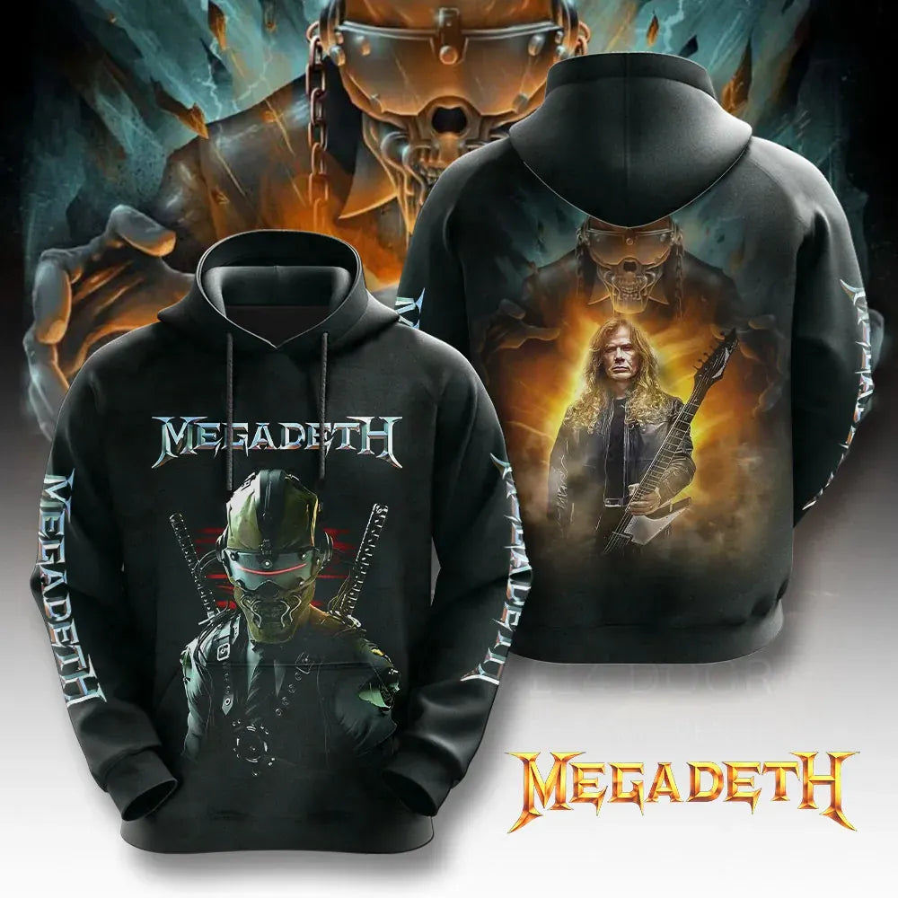 Men's American Thrash Metal Band Print Hoodie