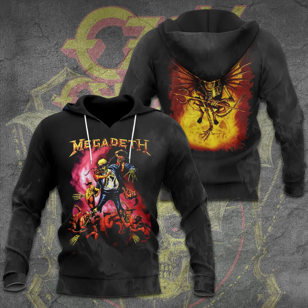 Men's American Thrash Metal Band Print Hoodie