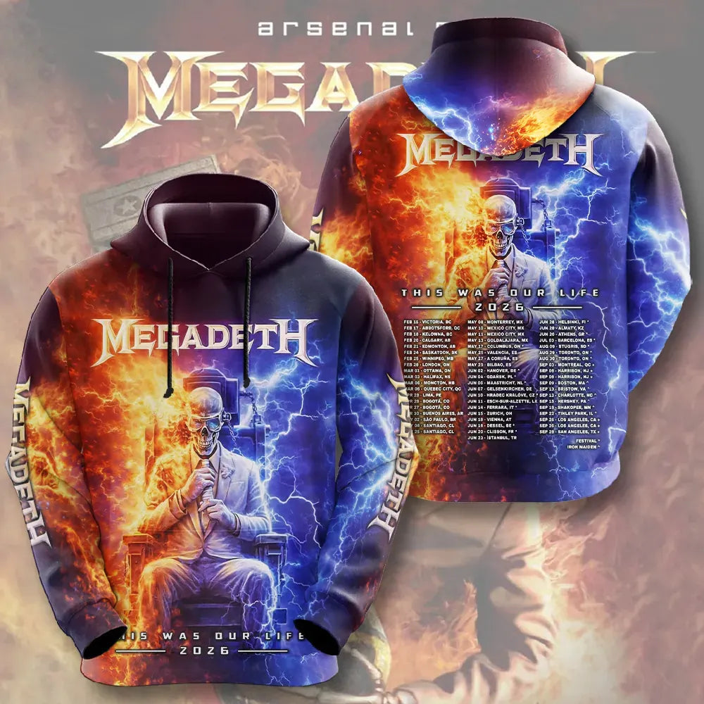 Men's American Thrash Metal Band Print Hoodie