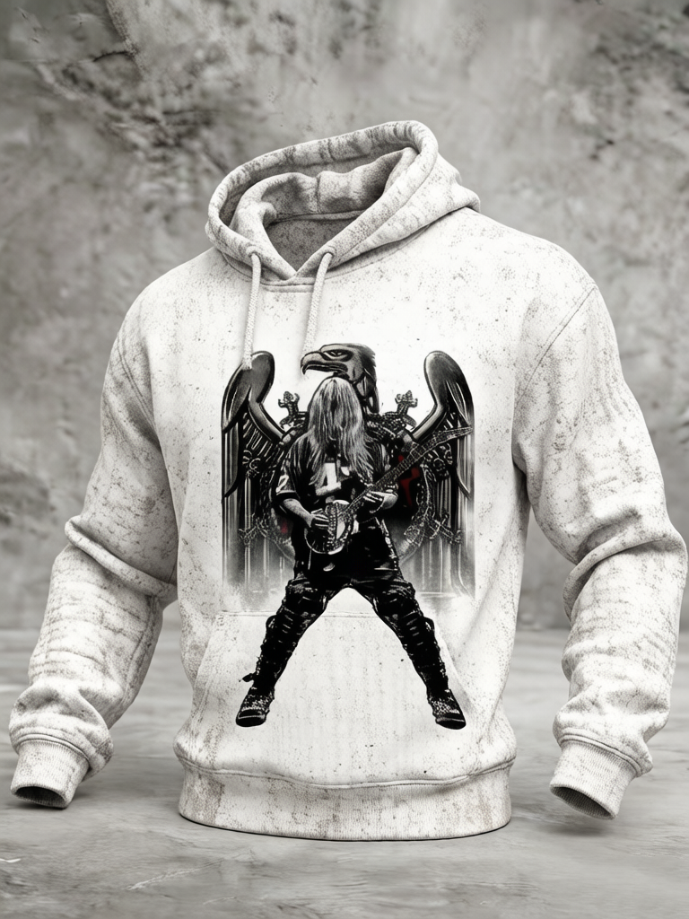 Men's American Thrash Metal Band Print Hoodie