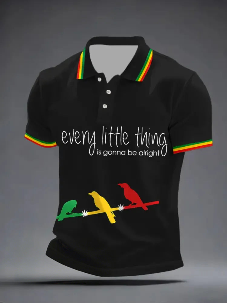 Men's Every Little Thing Is Gonna Be Alright Print Polo Shirt