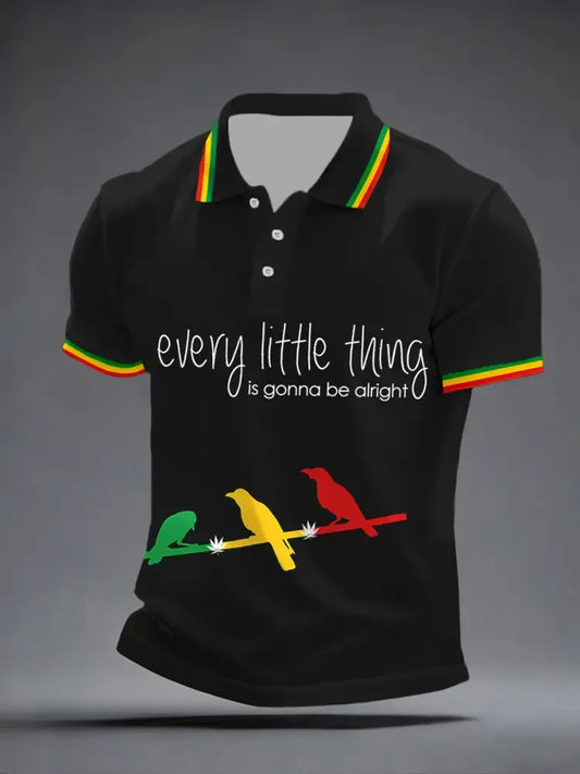 Men's Every Little Thing Is Gonna Be Alright Print Polo Shirt