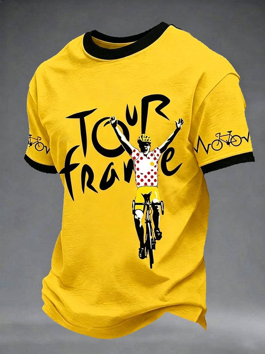 Men's Tour France Print Casual T-Shirt