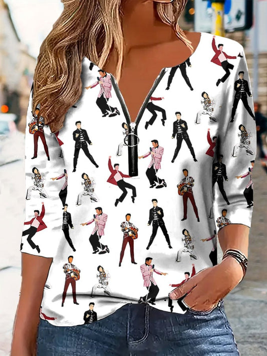 Women's Music Singer Printed Casual T-shirt