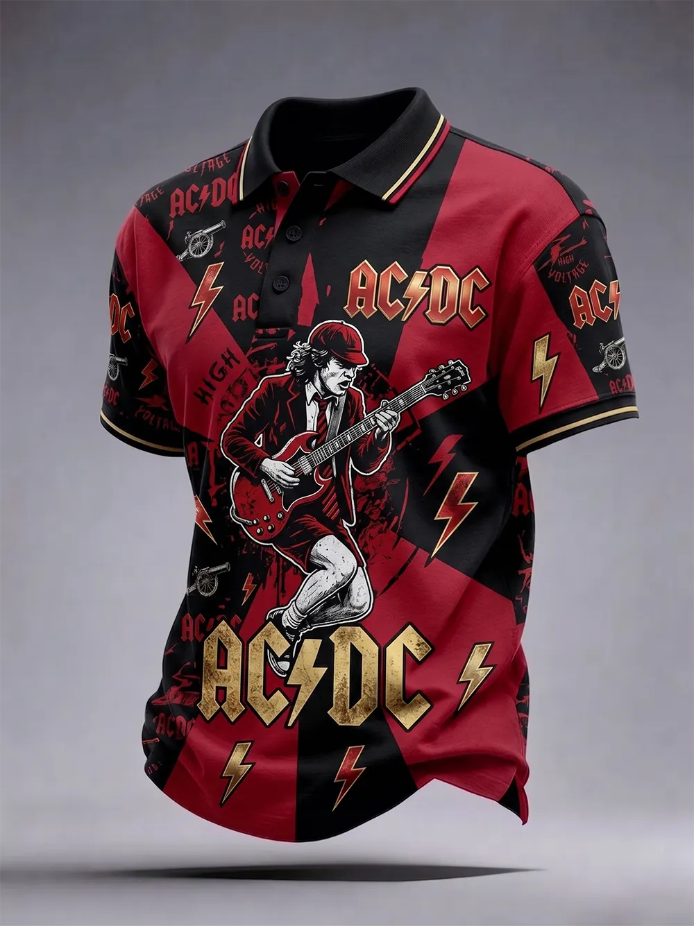 Men's AC/DC Rock Band Fan Polo Shirt
