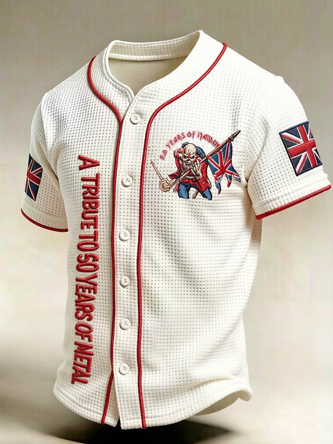 Men's England Heavy Metal Band Print Casual Top