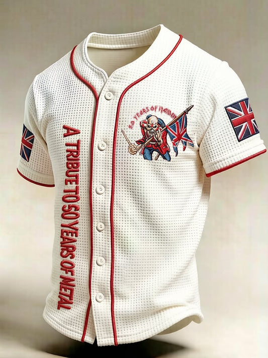 Men's England Heavy Metal Band Print Casual Top
