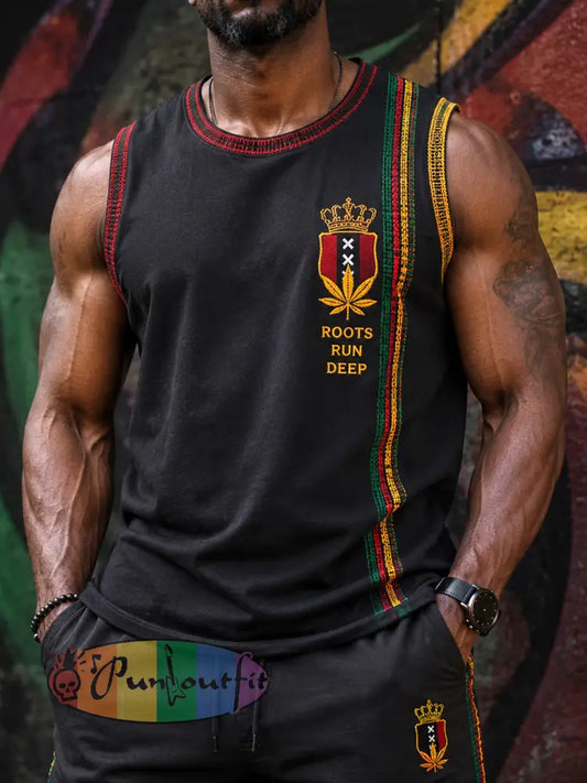 Men's Retro Reggae-Inspired Casual Sleeveless Tank Top