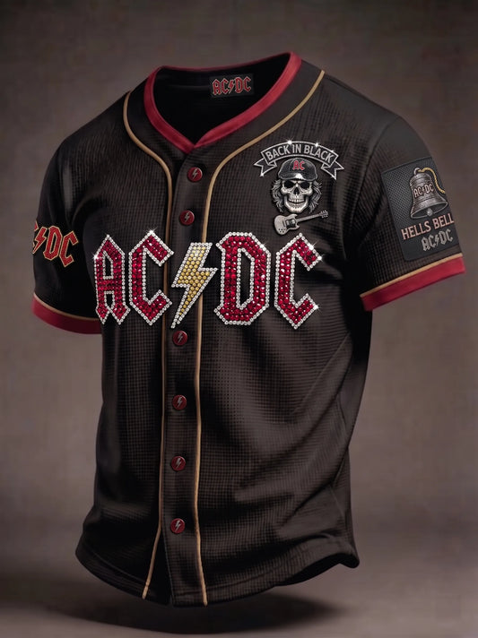 Men's Retro AC/DC Band Rock Fan Short-Sleeve Shirt