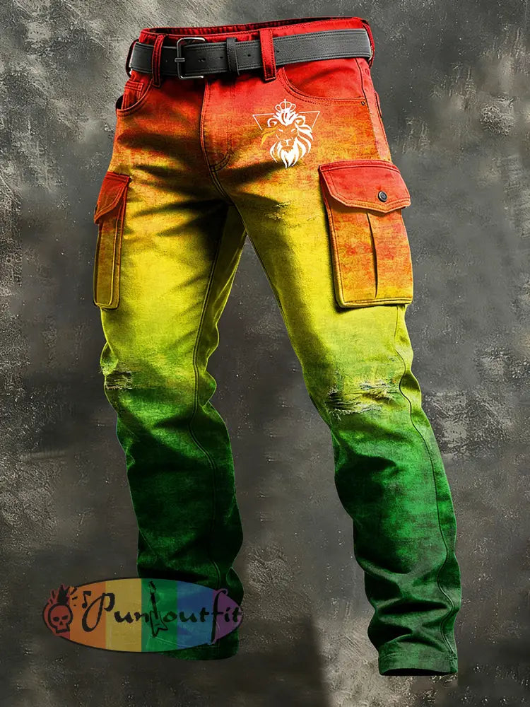 Men's Reggae Print Retro Art Casual Workwear Trousers