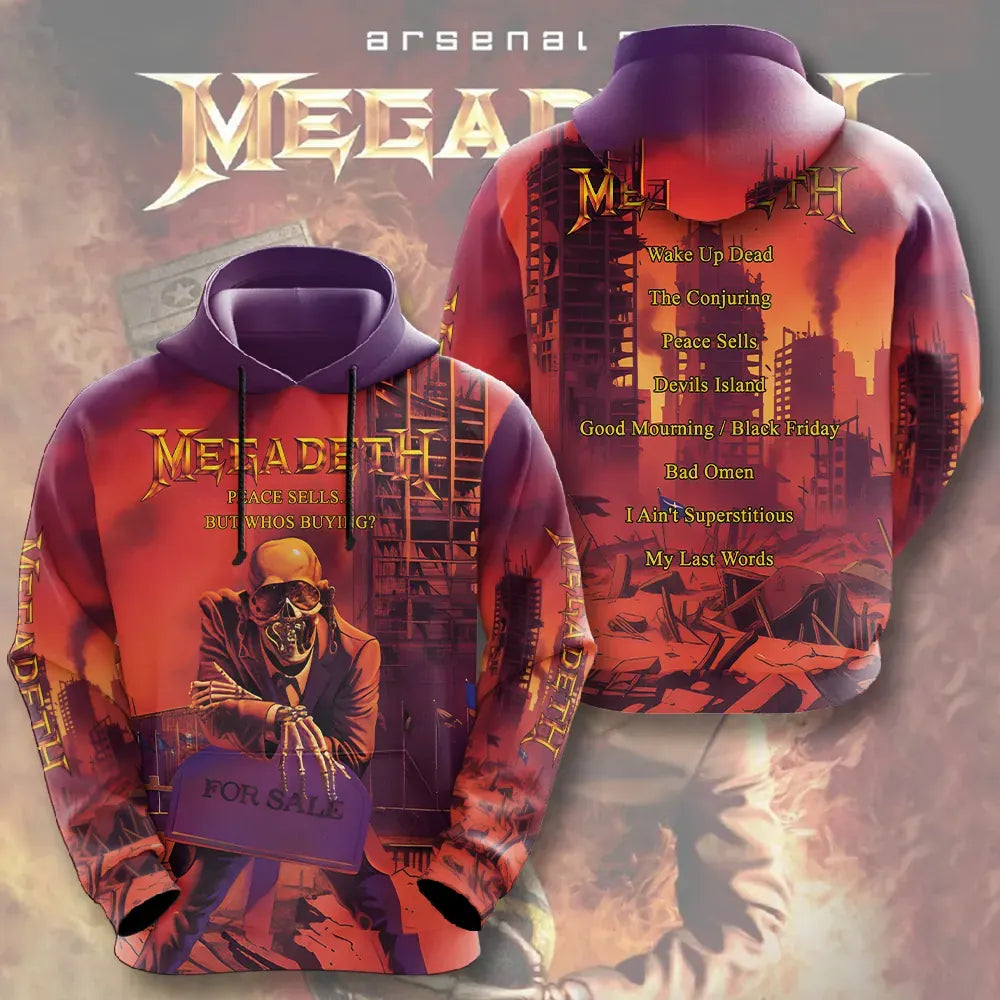 Men's American Thrash Metal Band Print Hoodie