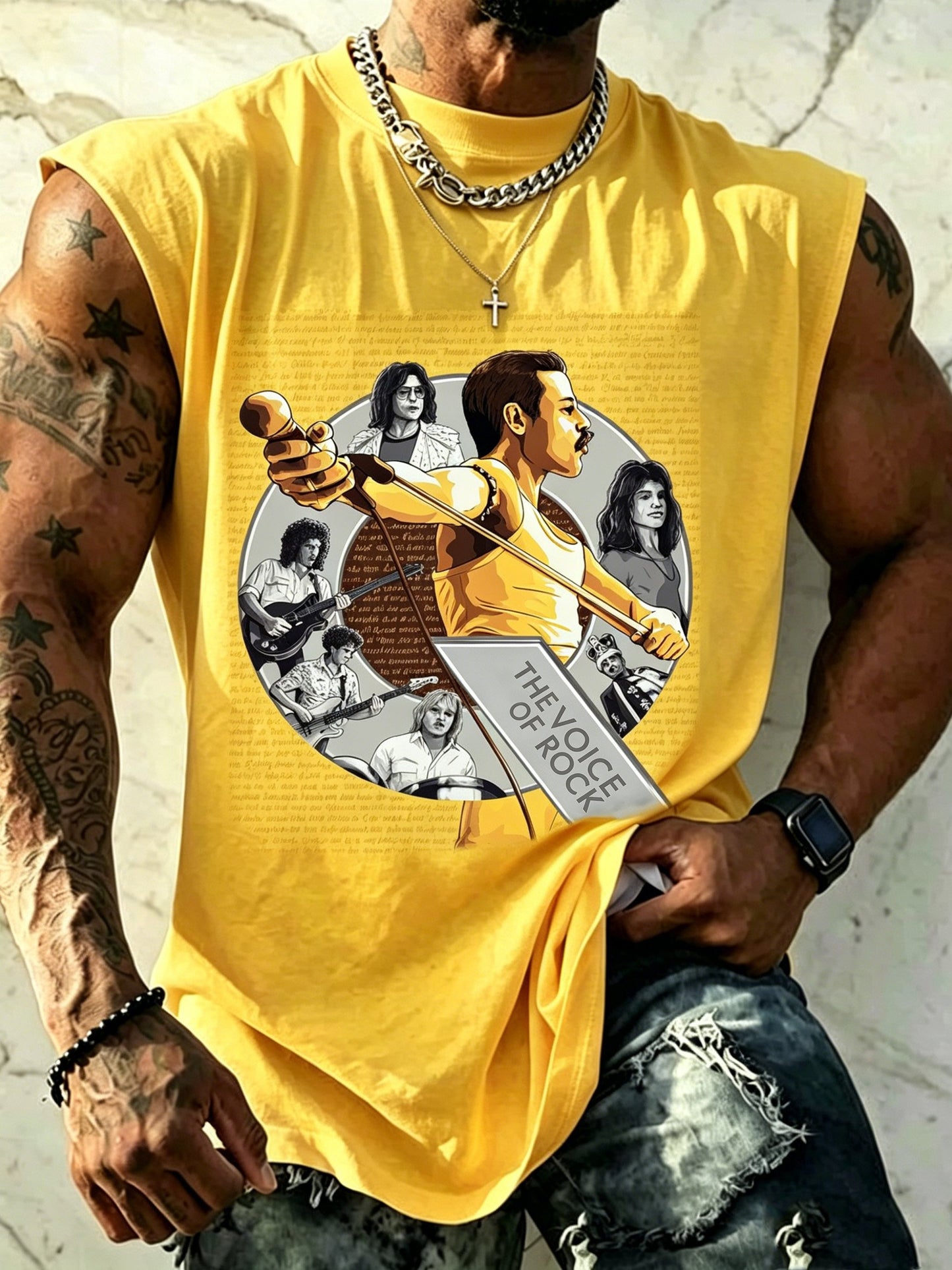 Men's Music-Print Casual Tank Top