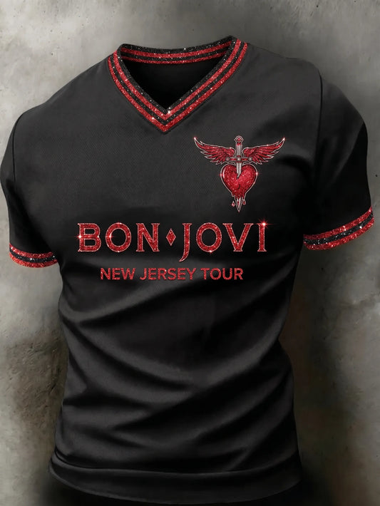 Bon Jovi Fan Sparkling V-Neck Top