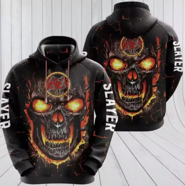 Men's American Thrash Metal Band Print Hoodie