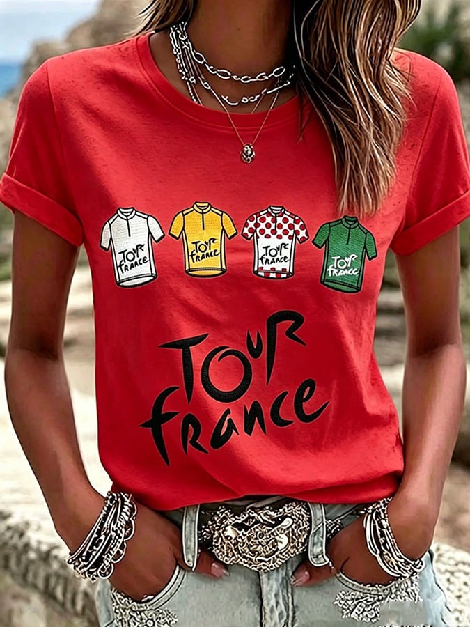Women's Tour France Print Casual T-Shirt