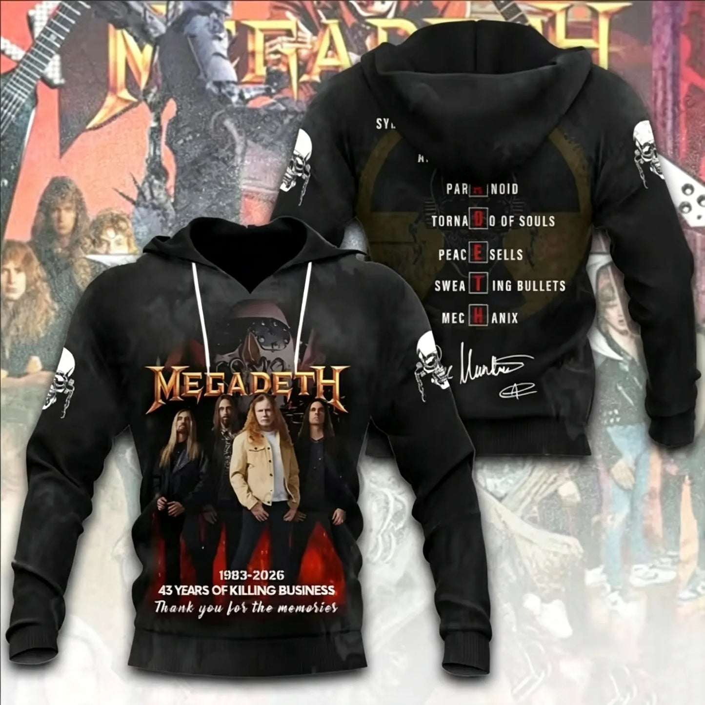 Men's American Thrash Metal Band Print Hoodie