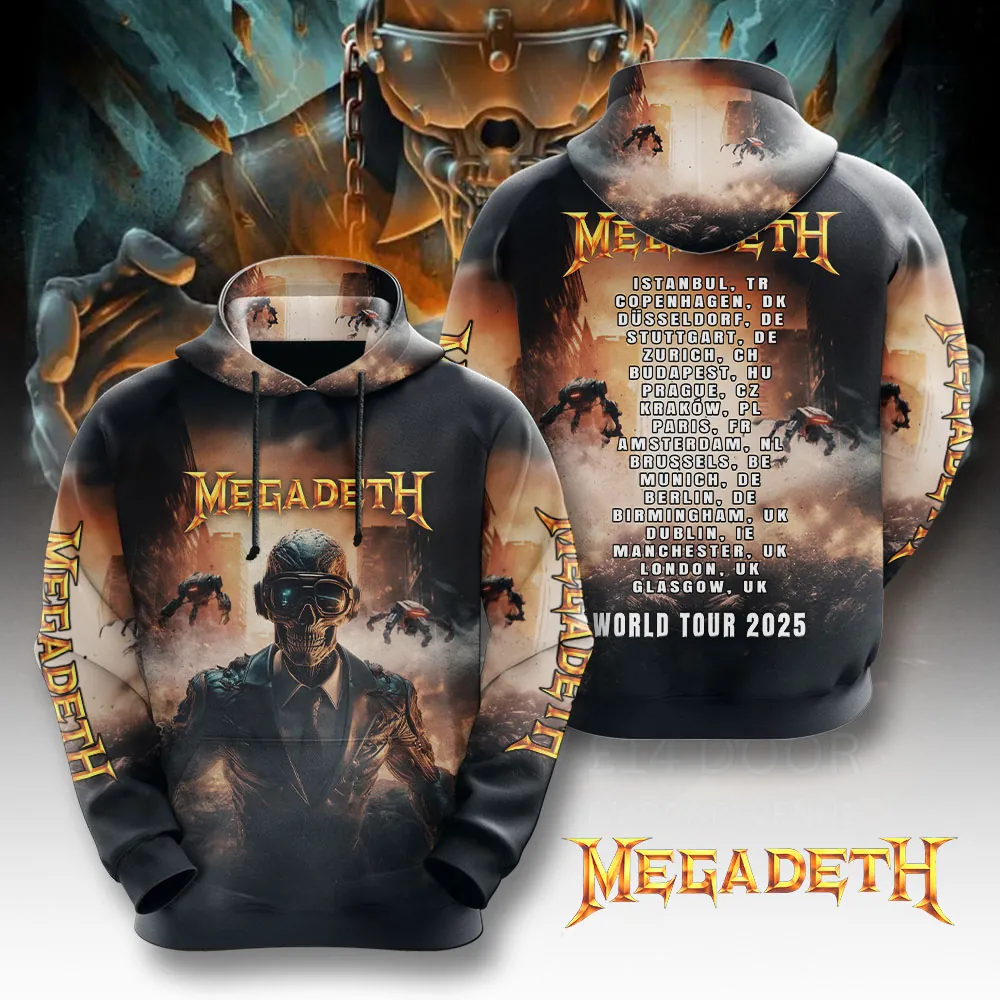 Men's American Thrash Metal Band Print Hoodie