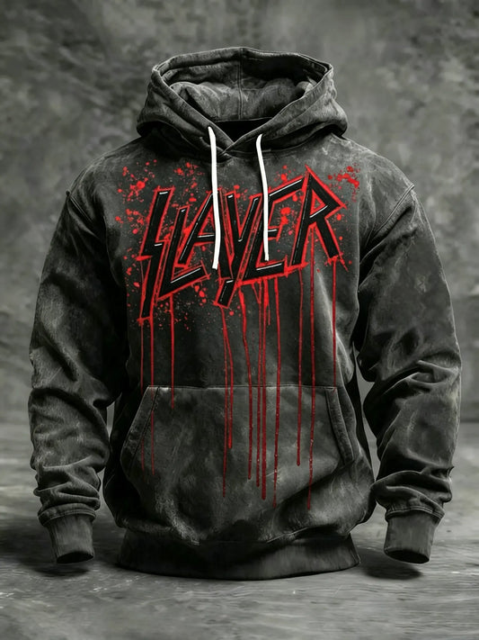 Men's American Thrash Metal Band Print Hoodie