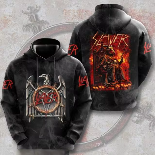 Men's American Thrash Metal Band Print Hoodie