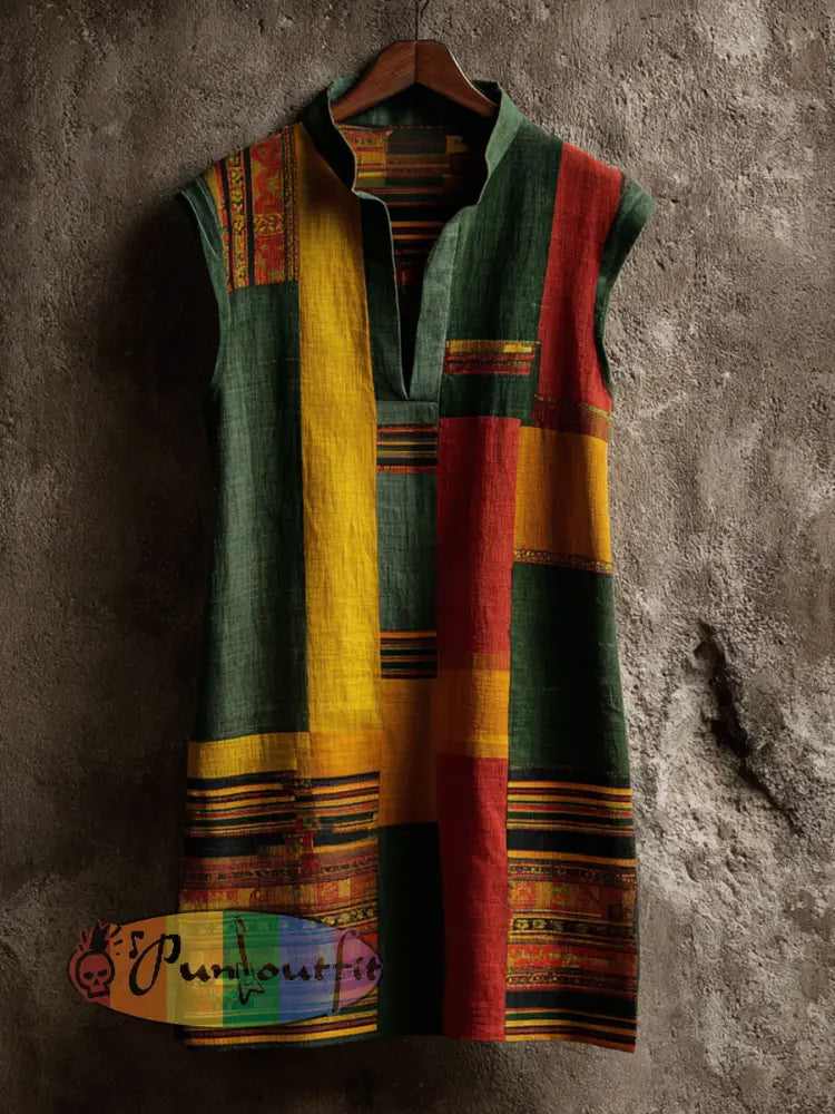 Women's Reggae Music Linen Blend Dress