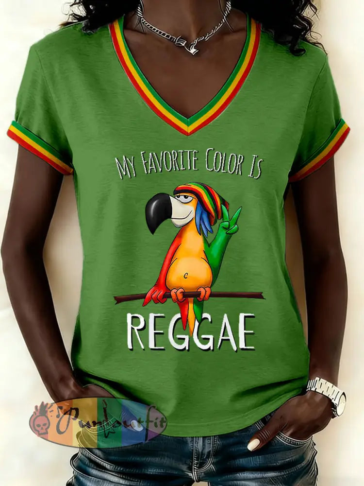 Women's Reggae Print Casual T-shirt