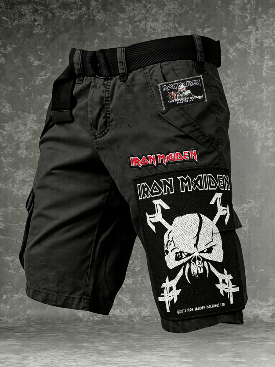 Men's Cargo Pants with England Heavy Metal Band Print