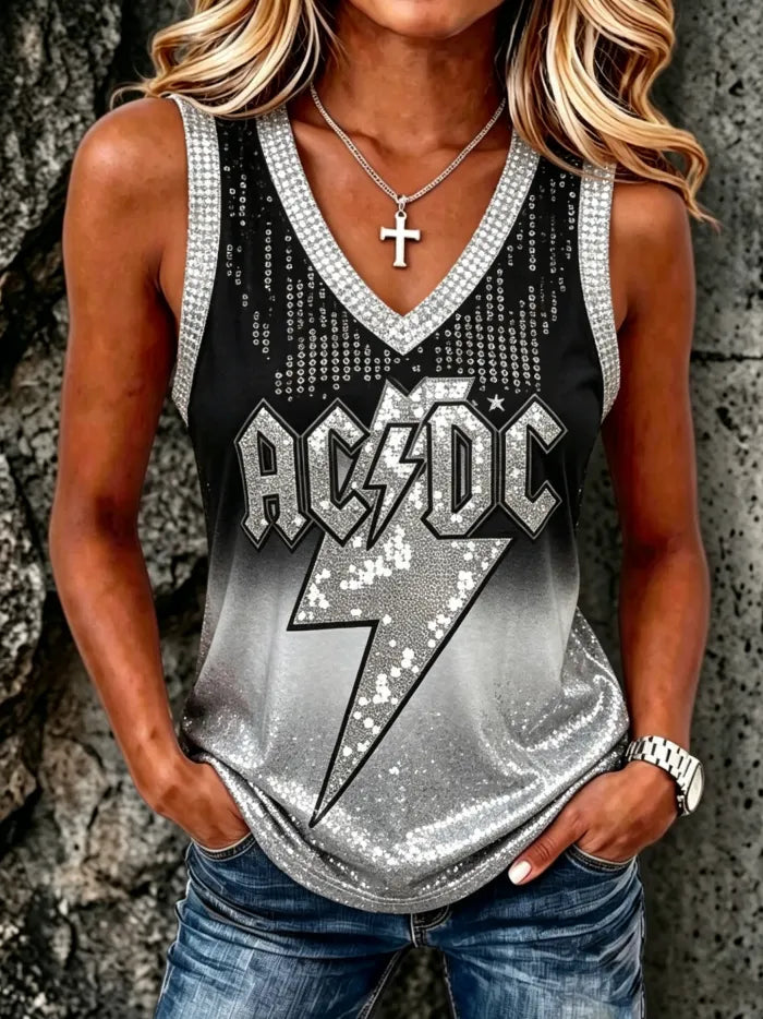 Women's ACDC Band Print Tank Top